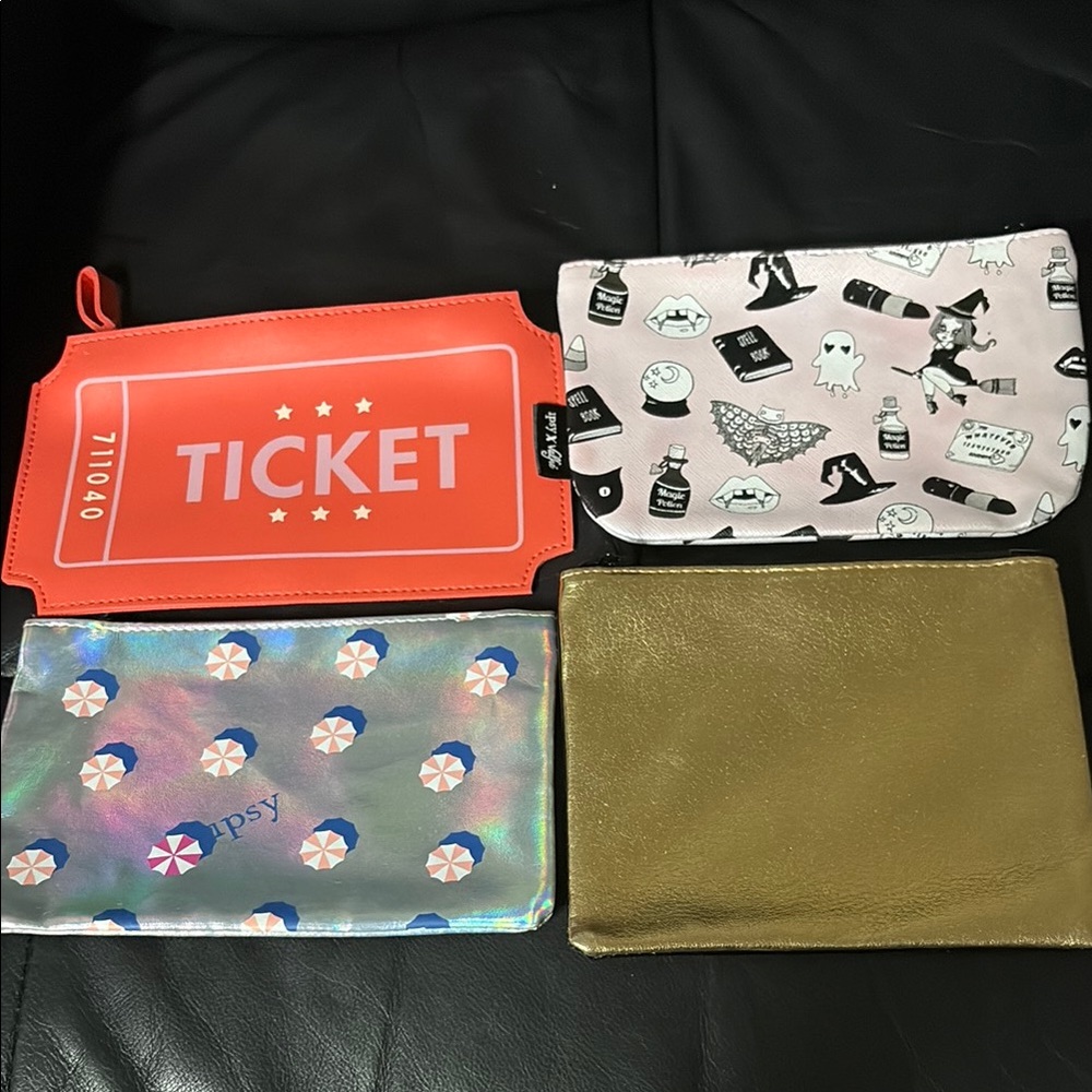 ipsy Cosmetic Bags Set - Orange, Pink, Gold, Silver